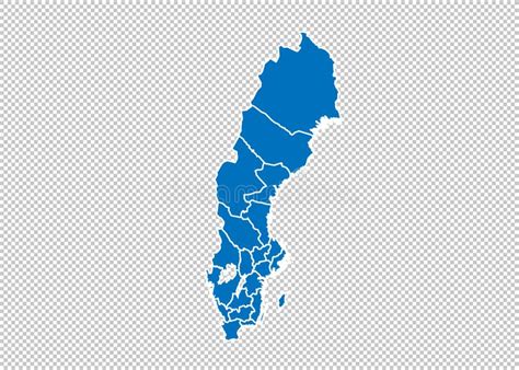 Sweden Map High Detailed Blue Map With Countiesregionsstates Of