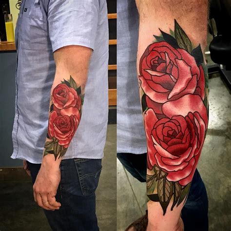 The rose tattoo is a badass symbol of strength, courage, and nobility. "#bold and #beautiful #roses for #man by Sean Wright ...