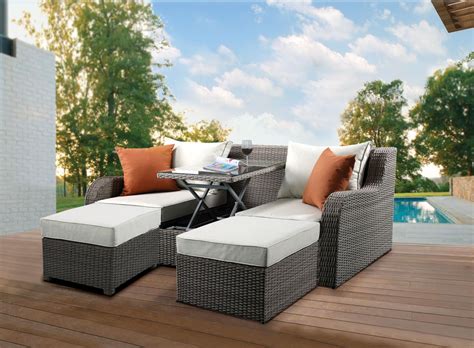 Salena Convertible Outdoor Sofa Bed with Lift Top Coffee Table