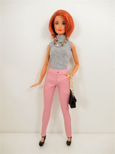doll clothes barbie clothes pink faux leather pants for etsy