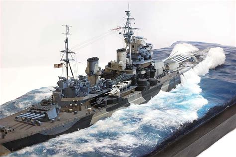 Model Warship In Action
