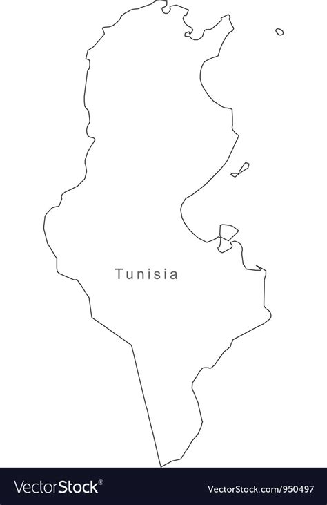 Black White Tunisia Outline Map Royalty Free Vector Image