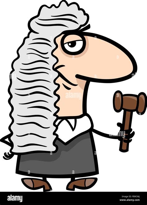 Cartoon Illustration Of Funny Judge Law Occupation Character Stock