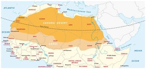 Satellite image of saraha, ghana and near destinations. Sahara Desert — Stock Vector © fogbird #4159362