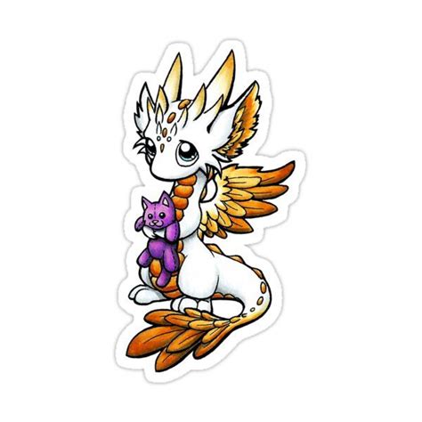 Sweet Angel Dragon Sticker By Rebecca Golins In 2022 Cute Dragons