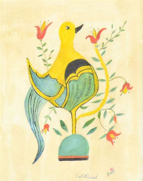 Sold Price 2 E S Dubiel Folk Art Bird Watercolor Paintings December