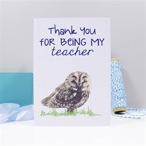 Thank You For Being My Teacher Owl Card By Olivia Morgan Ltd