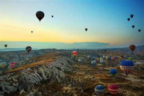 Cappadocia Turkey Hot Air Balloon Flying Over Spectacular Cappadocia