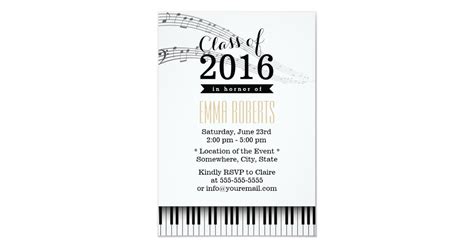 Piano Keys And Music Notes Musical Graduation Party Card Zazzle