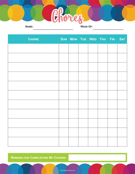 Editable Chore Charts For Multiple Children 46 Free Chore Chart