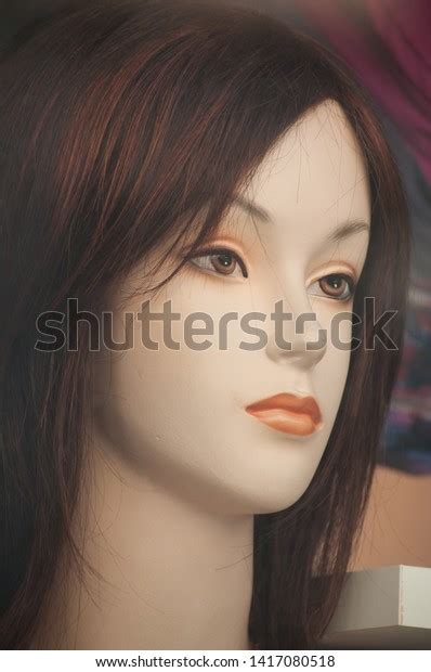 Closeup Woman Face Mannequin Wig Fashion Stock Photo 1417080518
