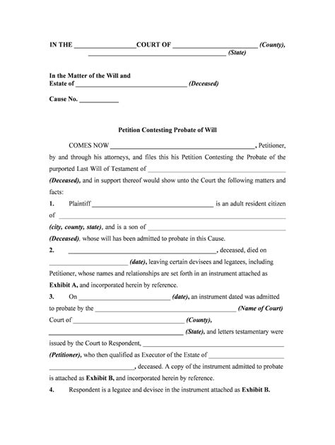 Will Contest Forms Fill Online Printable Fillable Blank Pdffiller