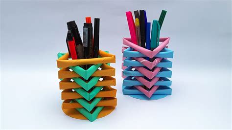 Learn How To Make Paper Pen Holder Handmade Pen Stand Diy Pencil