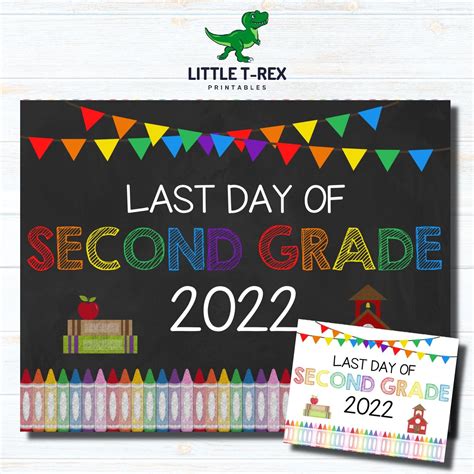 Last Day Of Second Grade Sign Instant Download Last Day Of 2nd Grade