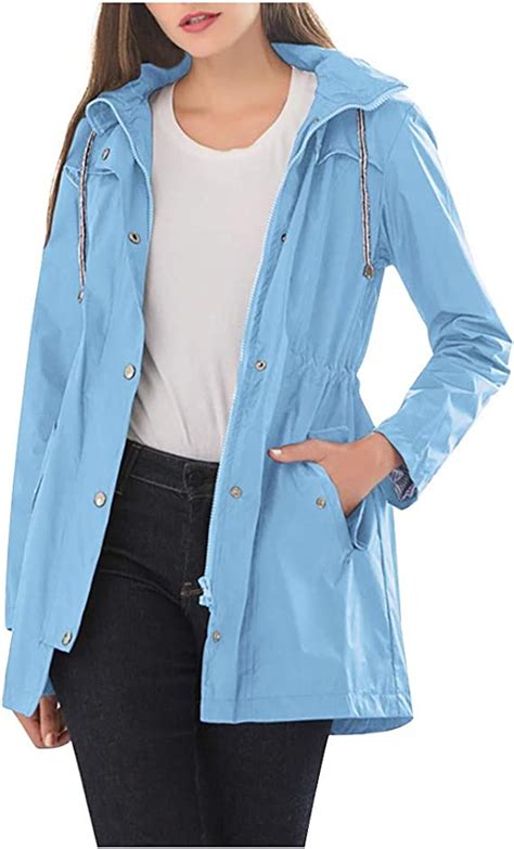 Rain Jacket For Women Teen Girls Adjustable Waist Raincoat