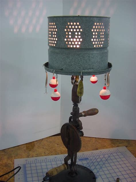 Custom Made Table Lamp Hand Drill Minnow Bucket