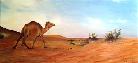 Camel In The Desert Painting By Sally Alawadi Pixels