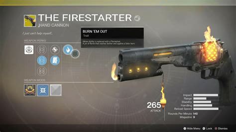 Destiny 2 Exotic Weapon Concept The Firestarter W Selectable Perks