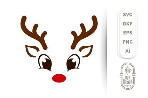 Christmas Svg For Cricut Silhouette Vinyl Deer Svg Clipart Antlers Svg Cute Reindeer Svg For