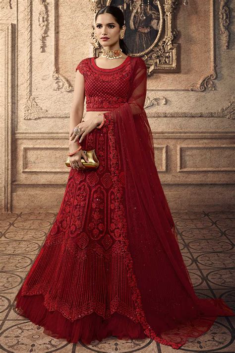 Buy Ravishing Red Net Lehenga Choli With Embroidery Online Like A Diva