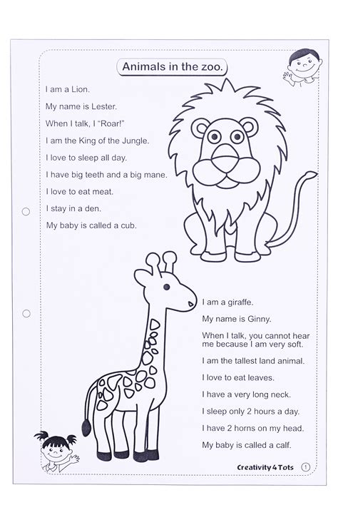 Printable Zoo Animals Worksheets For Kids Learning How To Read