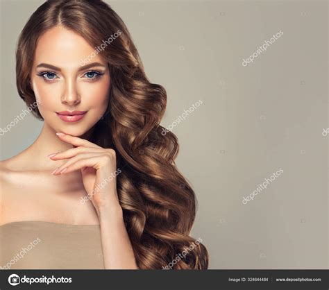 Beauty Brunette Girl Long Shiny Wavy Brow Hair Beautiful Woman Stock Photo By Sofia Zhuravets