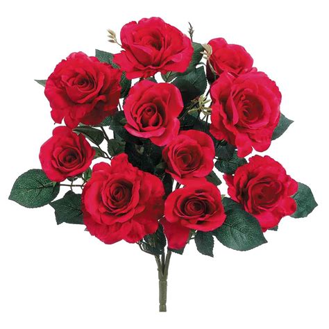 18″ Rose Bush X10 Red Silk Flower Depot