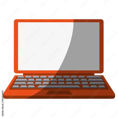 Orange Laptop Computer Icon Image Vector Illustration Design Stock