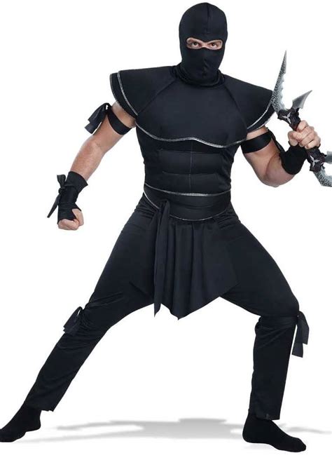 Mens Japanese Ninja Costume Black Ninja Fancy Dress Costume