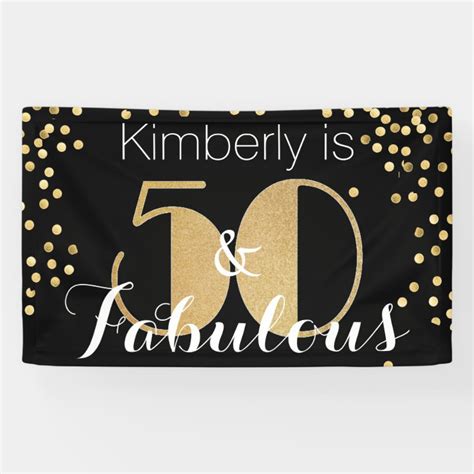 Fifty And Fabulous Gold 50th Birthday Party Banner Zazzle