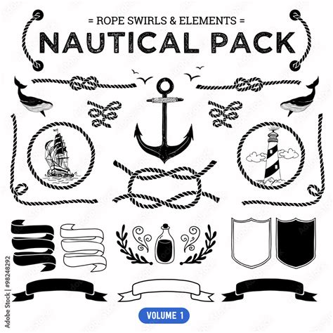vector pack of nautical elements rope swirls logos and badges stock vektorgrafik adobe stock
