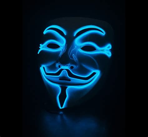 Blue Anonymous Led Hacker Mask Halloween Costume Fancy Dress V Etsy