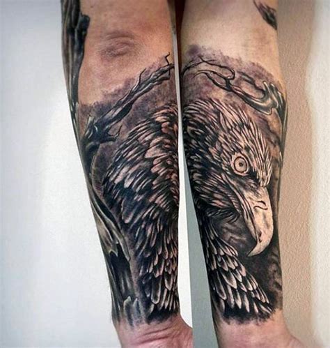 Gorgeous Black And White Eagle Head Tattoo On Arm Tattooimagesbiz