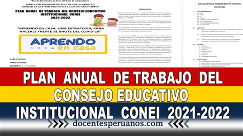 Plan Anual De Trabajo Del Consejo Educativo Institucional Conei 2021 2022