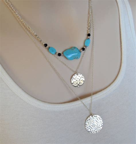 Turquoise And Silver Necklace December Birthstone Turquoise Etsy