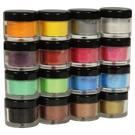 Set Of 16 Metallic Effect Pigment Powders For Epoxy Resin Glasscast