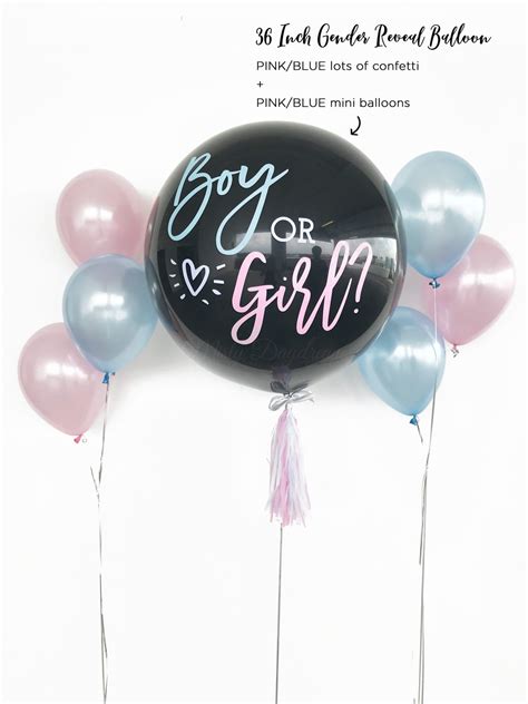 36 Inch Helium Inflated Gender Reveal Confetti And Mini Balloons Stuffed Giant Balloon 2 Side