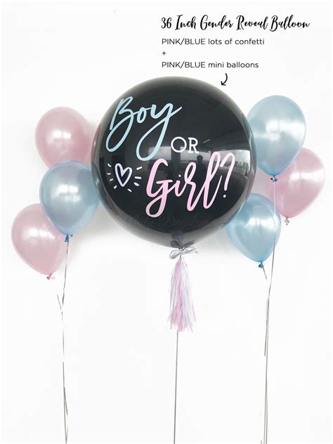 36 inch helium inflated gender reveal confetti and mini balloons stuffed giant balloon 2 side