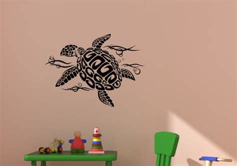 Sea Turtle Vinyl Wall Decal Sea Turtle Wall Sticker Office Etsy