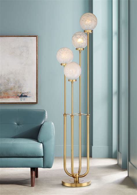 Possini Euro Design Mid Century Modern Glam Style Floor Lamp 4 Light Led 685 Tall Warm Gold