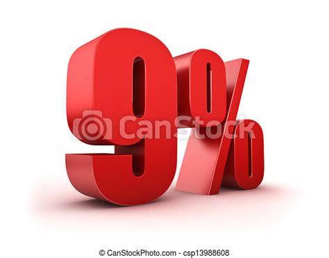 9 Percent 3d Rendering Of A Nine Percent Symbol Canstock