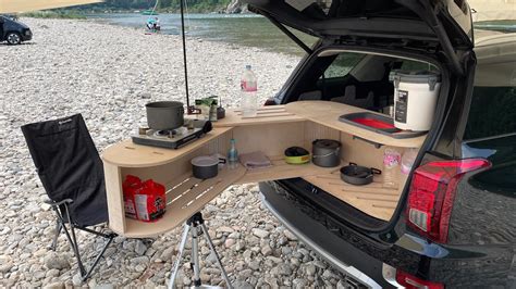 Woodworking Swing And Folding Kitchen For Suv Car Camping With