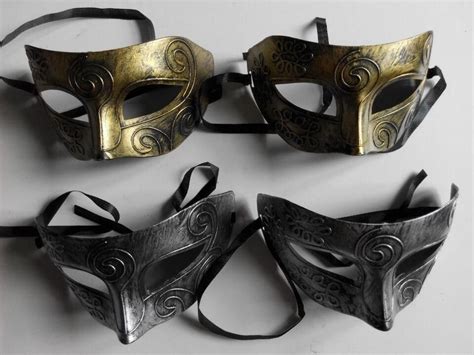 Mens Retro Greco Roman Gladiator Masquerade Masks Vintage Golden