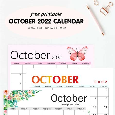 October 2022 Calendar Printable Landscape