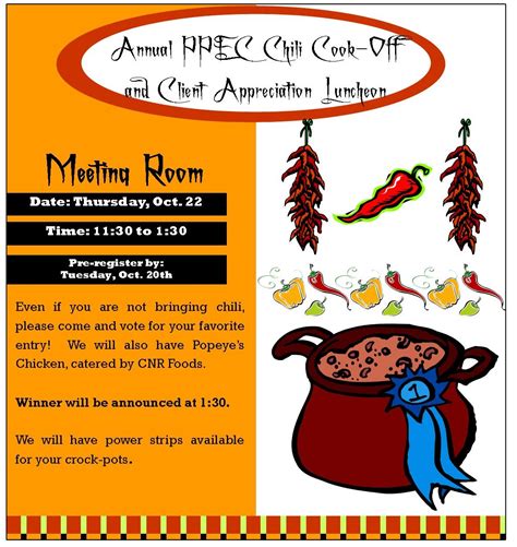 Chili Cook Off Sign Up Sheet Template