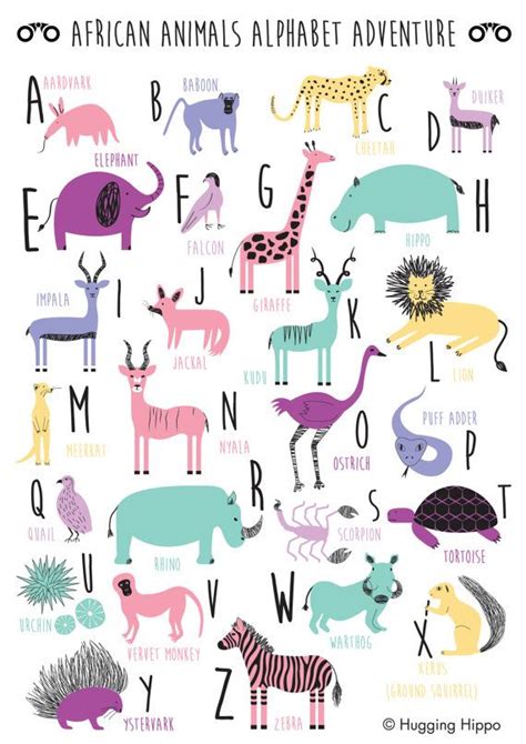 New Print Available Adorable African Animals Alphabet Adventure A3
