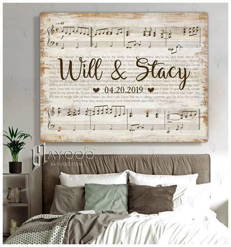 Personalized Canvas Song Lyric Wall Art Custom Wedding Date Etsy