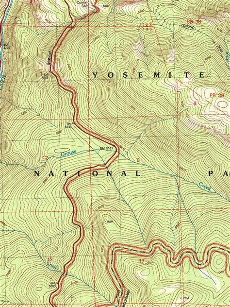 Yosemite Topographic Map Print Yosemite Valley Map Etsy