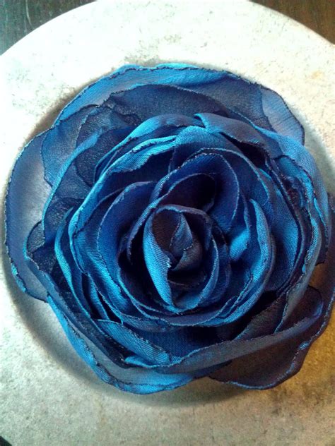 Sapphire Blue Chiffon Rose Hair Flower