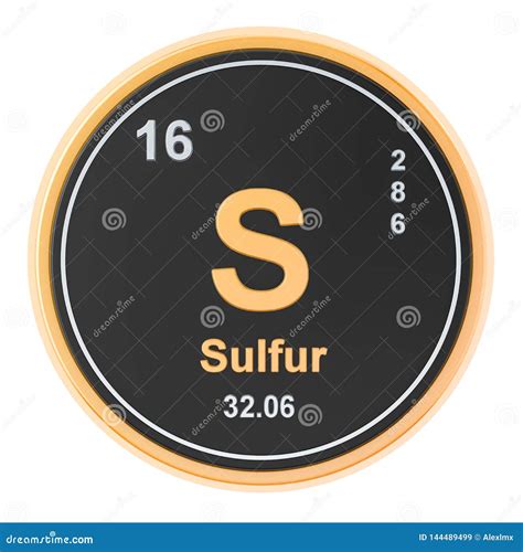 Sulfur S Chemical Element 3d Rendering Stock Illustration
